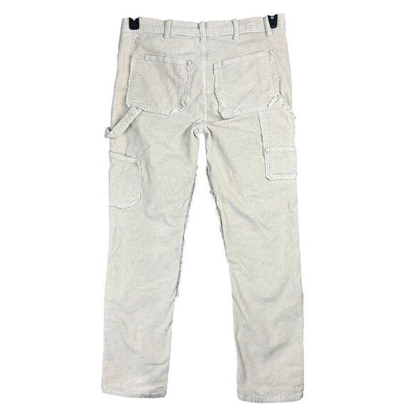 Reason Cargo Pants Mens 34 Beige Double Knee Straight Leg Corduroy Textured - Picture 1 of 16
